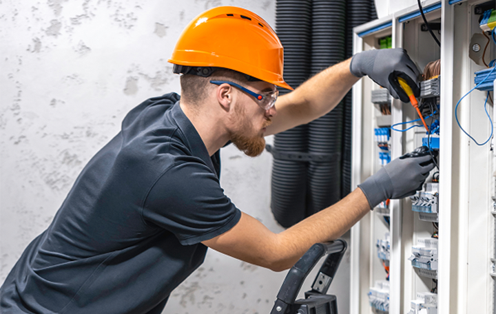 Technician working on a heating system